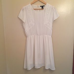 Forever 21 Lace Chiffon Off White Dress Large